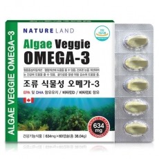 네이처랜드 조류식물성 DHA  오메가3 DHA 비타민D E 함유 60캡슐 1개월분